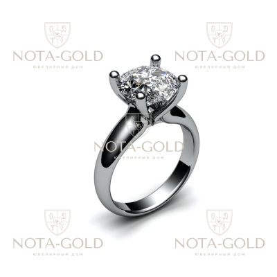 Классическое гладкое помолвочное кольцо с бриллиантом 0,5 карат (Вес: 5 гр.)