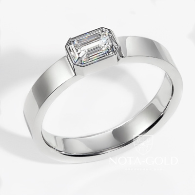 Помолвочное кольцо из белого золота с бриллиантом Октагон (Вес 2,3 гр.)