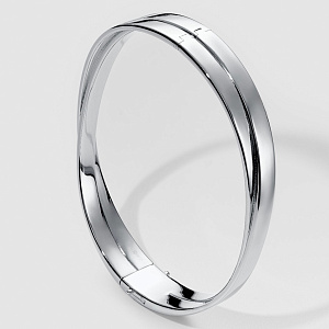 Жесткий браслет из белого золота Переплетение двух полос в одну (Вес 35 гр.)