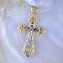 Двухцветный ажурный мужской крест из жёлто-белого золота (Вес 17,5 гр.)