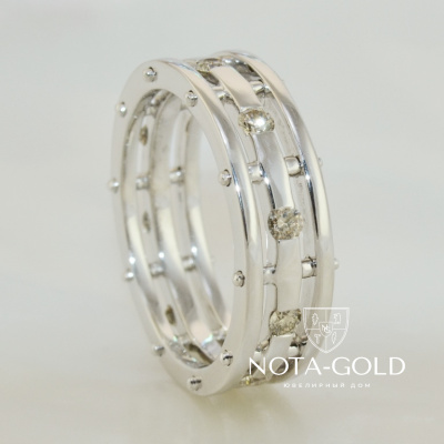 Кольцо из белого золота с бриллиантами (Вес: 7 гр.)