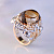 Эксклюзивное женское золотое кольцо с крупным топазом, узором и бриллиантами (Вес: 15 гр.)