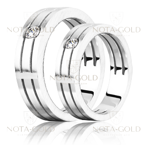 Обручальные кольца из платины с текстурной матовой поверхностью на заказ (Вес пары: 19 гр.)