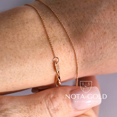 Цепочка из красного золота 585 пробы плетение Ролл мини-мини станочное длиной 56 см (Вес: 1,9 гр.)