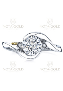 Помолвочное кольцо из белого золота с тремя бриллиантами 0,54 карат (Вес: 6 гр.)