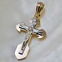 Нательный крест из красного и белого золота с чернением на заказ (Вес: 13 гр.)