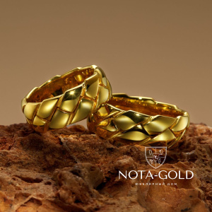 Обручальные кольца Косичка из желтого золота (Вес пары 17,2 гр.)