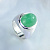 Перстень печатка из серебра с хризопразом зелёным (Вес: 11 гр.)