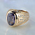 Эксклюзивный мужской перстень из золота с сапфиром и бриллиантами (Вес: 22 гр.)