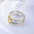 Золотое кольцо Смысл жизни из жёлто-белого золота с двумя пяточками и бриллиантом (Вес: 4 гр.)