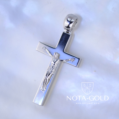 Мужской крест из белого золота с распятием (Вес: 13 гр.)