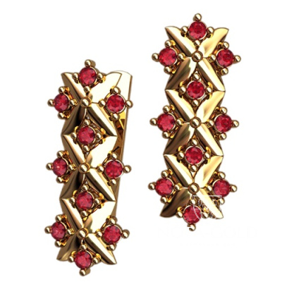 Женские серьги 40465 из желтого золота с рубинами (Вес 3,2 гр.)
