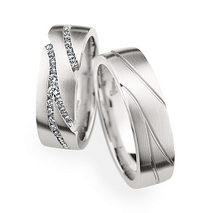 Обручальные кольца из серебра / белого золота на заказ в растительном стиле i694 (Вес пары: 13 гр.)