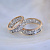 Двухцветные православные обручальные кольца из красно-белого золота с узором и бриллиантом (Вес пары 9,5 гр.)
