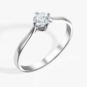 Помолвочное кольцо из белого золота с искусственным бриллиантом 4мм 0,24ct (Вес 1,2 гр.)