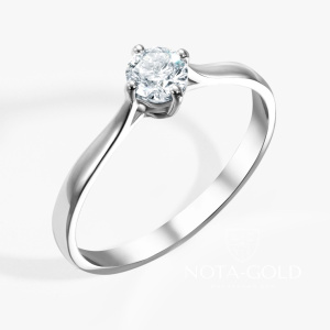 Помолвочное кольцо из белого золота с искусственным бриллиантом 4мм 0,24ct (Вес 1,2 гр.)