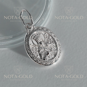 Иконка нательная образок Святая Милица Сербская из белого золота (Вес: 3 гр.)