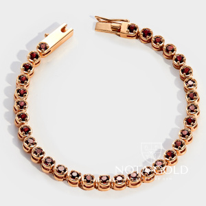 Теннисный браслет из красного золота с гранатами (Вес 16 гр.)