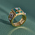 Золотой перстень с бирюзой, бриллиантами, головой быка, змеями и гравировкой (Вес 17,3 гр.)