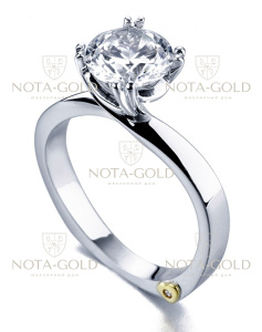 Помолвочное кольцо из белого золота с двумя бриллиантами 0,521 карат (Вес:4 гр.)
