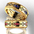 Обручальные кольца Париж с бриллиантами, сапфирами и рубинами из жёлтого золота (Вес пары: 12,5 гр.)