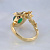 Золотое кольцо из жёлтого золота с драгоценным камнем, змеей и цветком (Вес: 15,5 гр.)