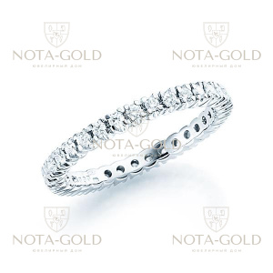 Помолвочное кольцо из белого золота с бриллиантами 0,75 карат по окружности (Вес: 3 гр.)