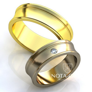 Гладкие обручальные кольца с бриллиантом на заказ i890 (Вес пары: 10 гр.)