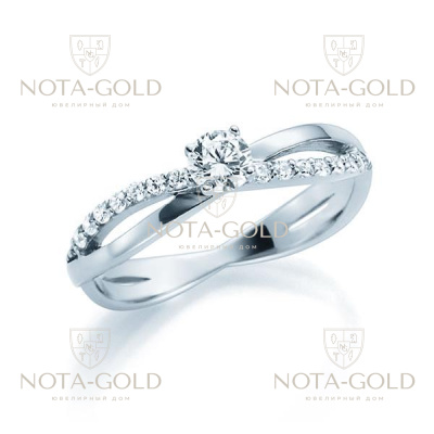 Помолвочное кольцо бесконечность из белого золота с бриллиантами 0,24 карат (Вес: 3,5 гр.)