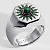 Кольцо печатка Солнце из белого золота с изумрудами (Вес 8,5 гр.)