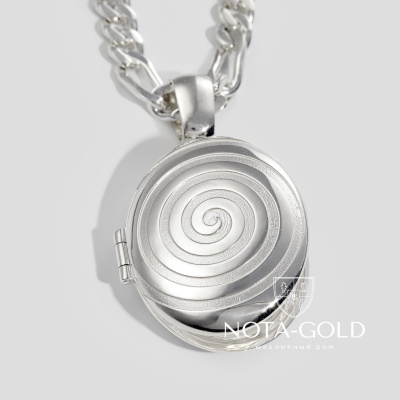 Медальон-кулон из серебра с фотографиями внутри Третий глаз - Чакра (Вес: 18 гр.)