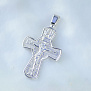 Небольшой крестик из белого золота с Ликами Святых: Распятие Иисуса Христа и  Святая блаженная Ксения Петербургская (Вес 4 гр.)