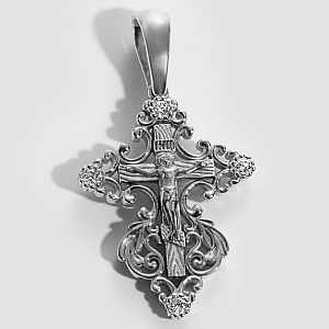 Детский крестик из серебра на крещение с фианитами (Вес: 1 гр.)
