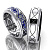 Обручальные кольца Элеганс с бриллиантами, сапфирами и эмалью из белого золота (Вес пары: 12,5 гр.)