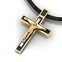 Эксклюзивный золотой крест из жёлто-белого золота с распятием и чёрной эмалью (Вес: 15 гр.)