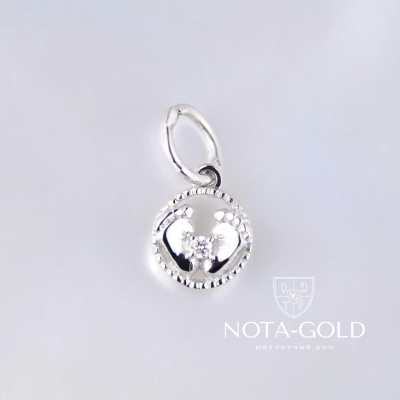 Золотая подвеска с бриллиантом и ножками из белого золота (Вес: 1 гр.)