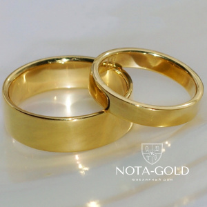 Гладкие классические обручальные кольца из желтого золота (Вес пары: 10 гр.)