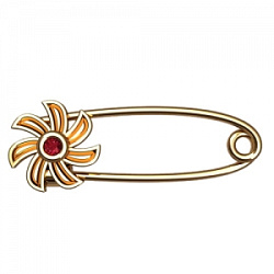 Булавка с цветком из красного золота с рубином 90011 (Вес: 1,35 гр.)