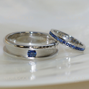 Эксклюзивные обручальные кольца с сапфирами на заказ (Вес пары: 13 гр.)