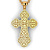Большой плоский мужской крест из золота с ажурной накладкой и бриллиантами (Вес: 22 гр.)