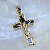 Большой мужской крест 6 см с чёрным ониксом и бриллиантами из позолоченного серебра (Вес: 23 гр.)