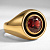 Мужское кольцо из желтого золота с круглым гранатом и черной эмалью (Вес 15 гр.)