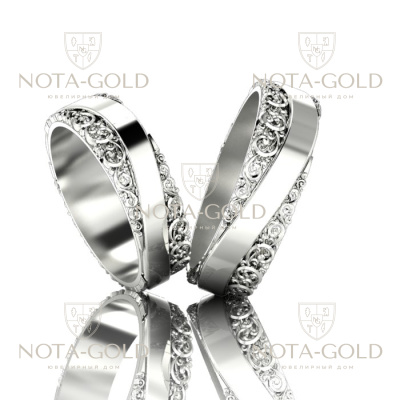 Свадебные кольца Мечта из белого золота с узорами (Вес пары: 14 гр.)