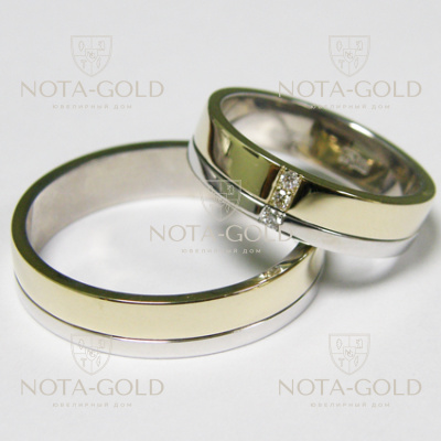 Обручальные кольца с бриллиантами на заказ i674 (Вес пары: 11 гр.)