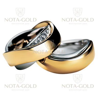 Обручальные кольца на заказ с бриллиантом i314 (Вес пары: 10 гр.)