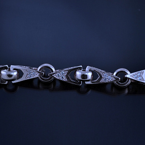 Серебряная цепочка эксклюзивное плетение Адмирал с бриллиантами на заказ (Вес 33,5 гр.)