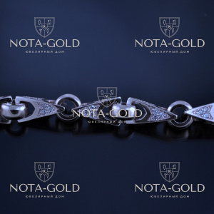 Серебряная цепочка эксклюзивное плетение Адмирал с бриллиантами на заказ (цена за грамм)