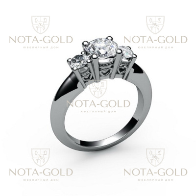 Помолвочное кольцо с тремя бриллиантами 1,14 карат (Вес: 5 гр.)