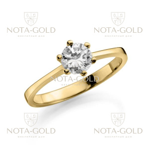 Помолвочное кольцо из жёлтого золота с бриллиантом 0.50 карата прямая шинка (Вес: 2,5 гр.)