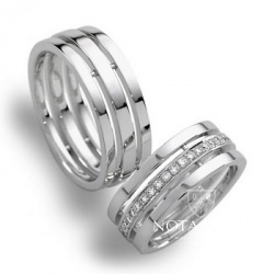 Обручальные кольца на заказ из белого золота с бриллиантами (Вес пары: 15 гр.)